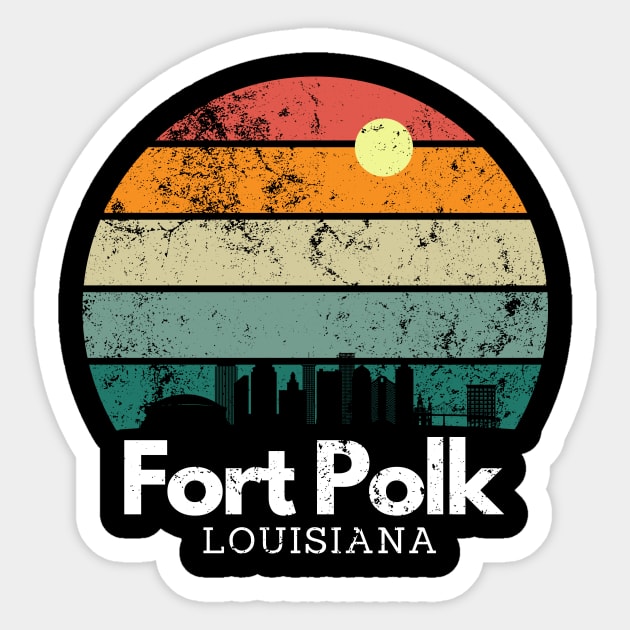 Fort Polk, Louisiana  // Vintage Sunset Skyline Sticker by Dear Military Spouse 